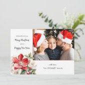 クラシックの水色クリスマスフローラ写真 シーズンカード (スタンド正面)