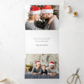 クラシックの水色クリスマスフローラ写真 三つ折りクリスマスカード (内部)