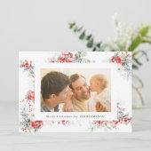 クラシックの水色クリスマス植物体 シーズンカード (スタンド正面)