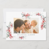 クラシックの水色クリスマス植物体 シーズンカード (正面)