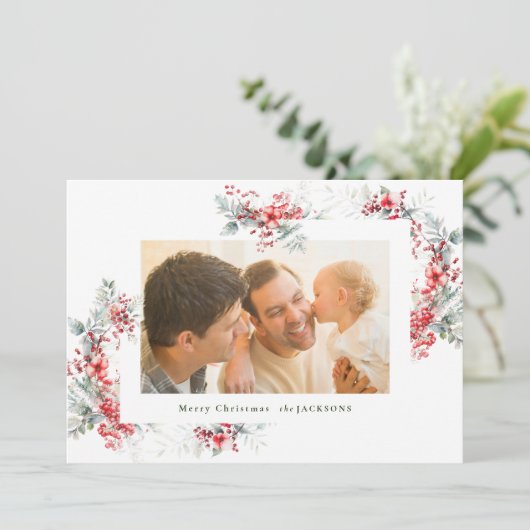 クラシックの水色クリスマス植物体 シーズンカード (スタンド正面)