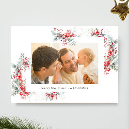 クラシックの水色クリスマス植物体 シーズンカード