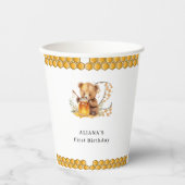 クラシックの水色ベアーハニーの第2誕生日 紙コップ (正面)