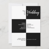 クラシックの白と黒のタイル 招待状 (正面)