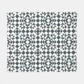 クラシックの白黒のキルトブロックパターン フリースブランケット (正面(横))