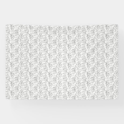 クラシックの白黒の花の模様、イラストラ 横断幕 (横)