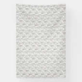 クラシックの白黒の花の模様、イラストラ 横断幕 (縦)