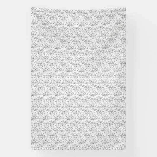 クラシックの白黒の花の模様、イラストラ 横断幕 (縦)