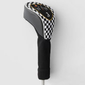 クラシックの白黒チェックイニシャルと番号 ゴルフヘッドカバー (アングル)