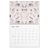 クラシックの白黒フローラ壁紙の機能 カレンダー (3月 2027)