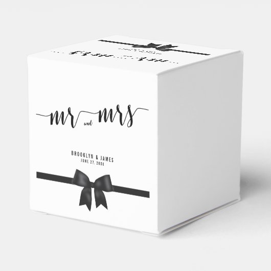 クラシックの白黒結婚式の引き出物ボックス フェイバーボックス (裏面サイド)