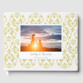 クラシックの結婚ダマエレガントスクのパターン金ゴールド ゲストブック (正面)