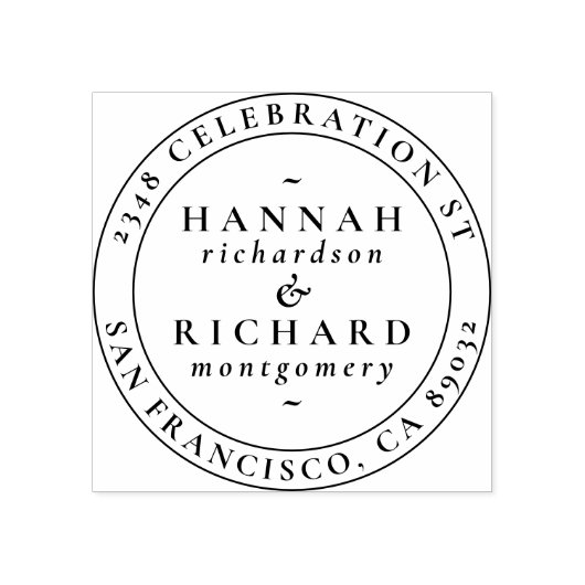 クラシックの結婚ラウンド差出人住所 ラバースタンプ (インプリント)