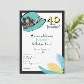 クラシックの羽付きシックハット 招待状 (スタンド正面)