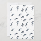 クラシックの葉結婚の紋章のネイビー・ブルー・モノグラム 招待状 (裏面)