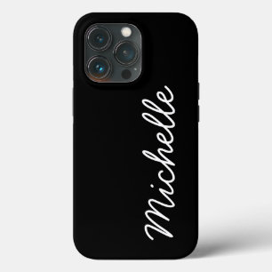 クラシックの黒と白カスタムの草書の名前または文字 iPhone 13 PROケース