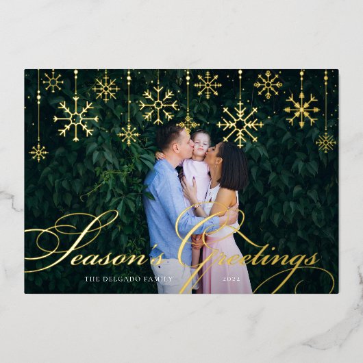 クラシックの |シーズンの挨拶の写真 箔シーズンカード (正面)