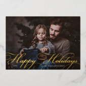 クラシックの |ハッピーホリデー写真 箔シーズンカード (正面)