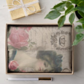 クラシックはがきおビクトリアンよびバラ付き 薄葉紙 (ギフト)