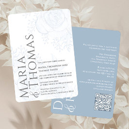 クラシックはっきりしたエレガントタイポグラフィダスティブルーRSVP 招待状