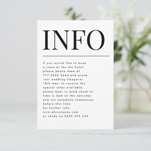 クラシックはっきりしたエレガントBig INFO結婚の詳細 エンクロージャーカード (スタンド正面)