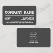 クラシックはっきりしたタイポグラフィ – ロゴ – グレーと白 名刺 (正面/裏面)