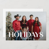 クラシックはっきりしたHappy Holidaysフォトカード シーズンカード (正面/裏面)