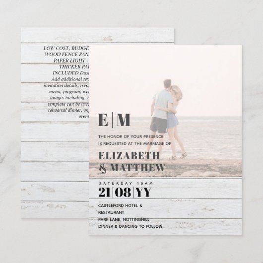 クラシックはっきりしたPHOTO OVERLAY WEDDING INVITE BUDGET (正面/裏面)
