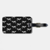 クラシックはパターンヴィンテージ牛芸術の黒のデザインを脅かします ラゲッジタグ (裏面横)