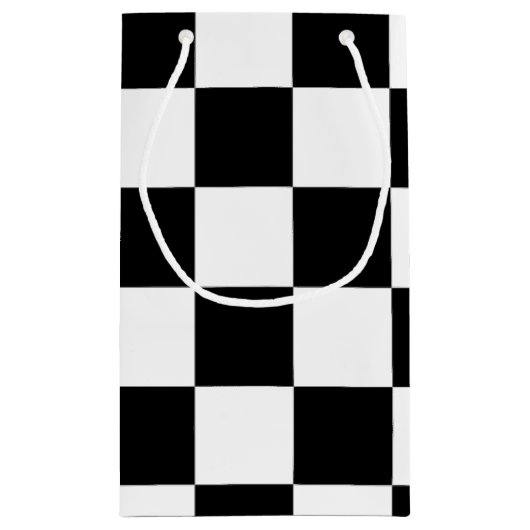 クラシックは私を出血しま市松模様にしま点検の白黒を競争させます スモールペーパーバッグ (裏面)