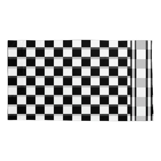 クラシックは私を出血しま市松模様にしま点検の白黒を競争させます 枕カバー (裏面)