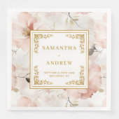 クラシックほこりっぽいピンクの金ゴールドフローラ結婚のナプキン (正面)