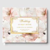 クラシックほこりっぽいピンクの金ゴールド結婚フローラのゲストブック ゲストブック (正面)