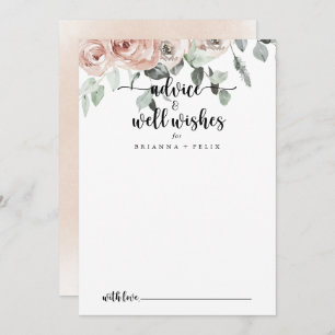 クラシックほこりっぽいピンク結婚ローズのご要望 アドバイスカード