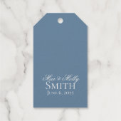 クラシックほこりっぽい青い手が描いたス結婚ケッチアート ギフトタグ (裏面)