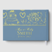 クラシックほこりっぽい青い手が描いたス結婚ケッチアート ゲストブック (裏面)