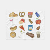 クラシックアイコニックNYCニューヨークシティフーズグルメ フリースブランケット (正面(横))