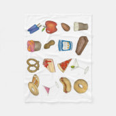 クラシックアイコニックNYCニューヨークシティフーズグルメ フリースブランケット (正面)