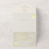 クラシックアイボリーとゴールドのウェディング オールインワン招待状 (外側)