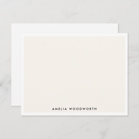 クラシックアイボリーエレガントホワイトミニマリストシックトレンディー ノートカード (正面/裏面)