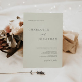 クラシックアイボリーエレガント書道結婚の 招待状