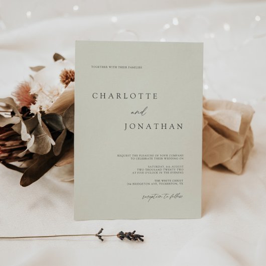 クラシックアイボリーエレガント書道結婚の 招待状