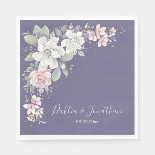 クラシックアイボリーピンクバラフローラ スタンダードランチョンナプキン (正面)