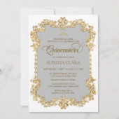 クラシックアイボリーホワエレガントイト金ゴールドティアラキンセアニェラ 招待状 (正面)