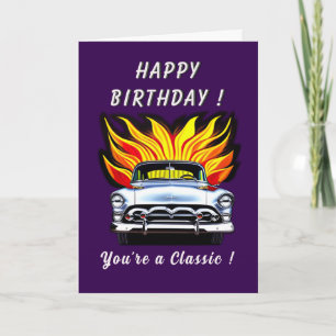 クラシックアメリカンカー1950sリードそり誕生日 カード