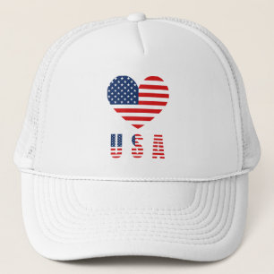 クラシックアメリカンハートフラグトラッカーハットメッシュバック付き キャップ