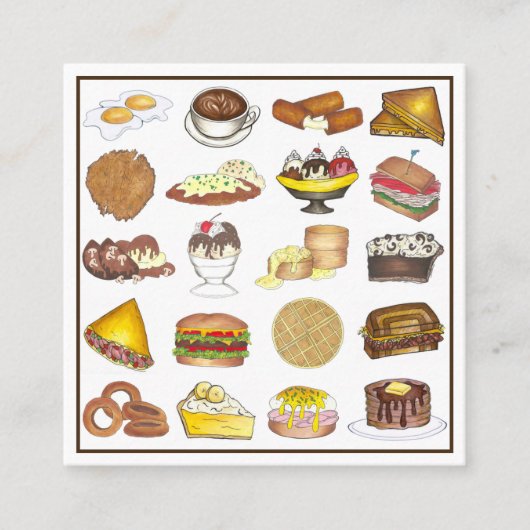 クラシックアメリカンランチカウンター脂っこいスプーンダイナー スクエア名刺 (正面)