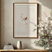 クラシックアメリカンロビンウォーターカラーアートとベリー ポスター