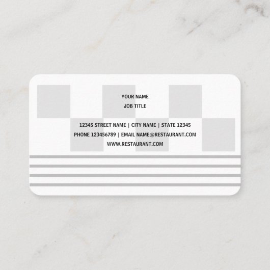 クラシックアメリカン50のディナーレストランレトロスタイル 名刺 (裏面)