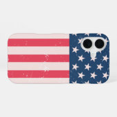 クラシックアメリカ国旗グランジ iPhone 16ケース (裏面横)